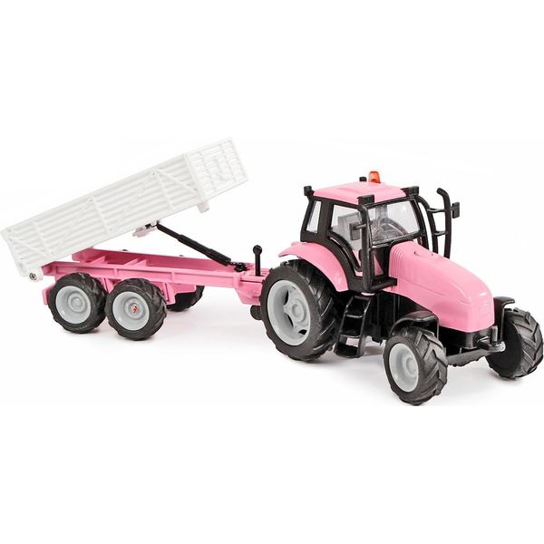 Hkg Trattore Con Rimorchio śW-DźW Metallo Rosa 510241-image