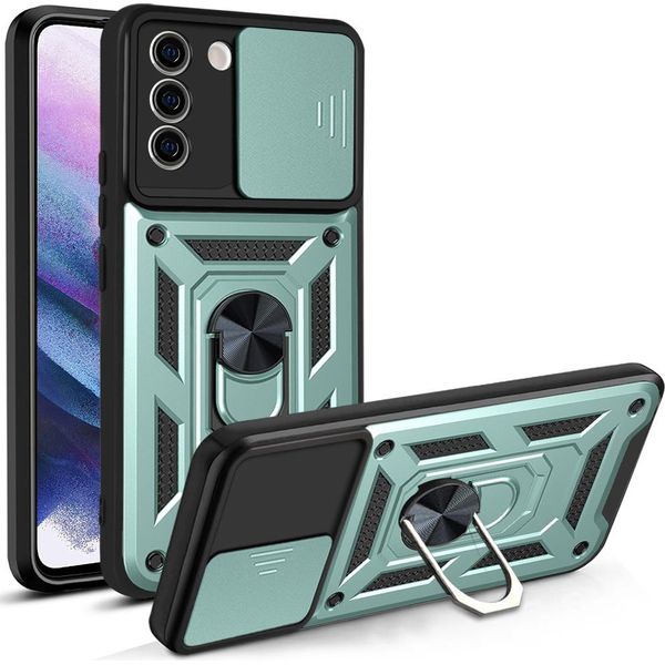Galaxy S21 Fe 5G Custodia Con Anello, Supporto, Protezione Fotocamera, Paraurti In Tpu, Custodia In Silicone Per Samsung Galaxy S21 Fe 5G Verde-image