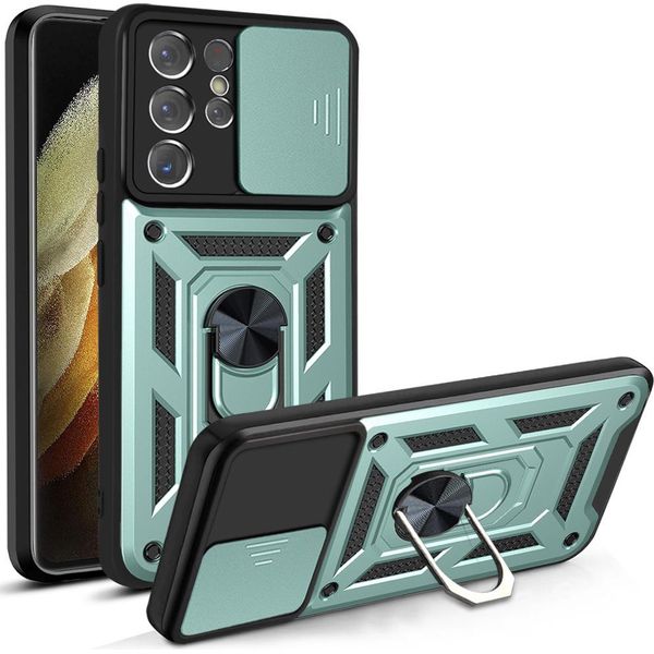 Galaxy S21 Ultra 5G Custodia Con Anello, Supporto, Protezione Fotocamera, Paraurti In Tpu, Custodia In Silicone Per Samsung Galaxy S21 Ultra 5G Verde-image