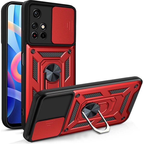 Xiaomi Poco M4 Pro 5G Custodia Con Anello, Supporto, Protezione Della Fotocamera, Paraurti In Tpu, Custodia In Silicone Per Xiaomi Poco M4 Pro 5G Rosso-image