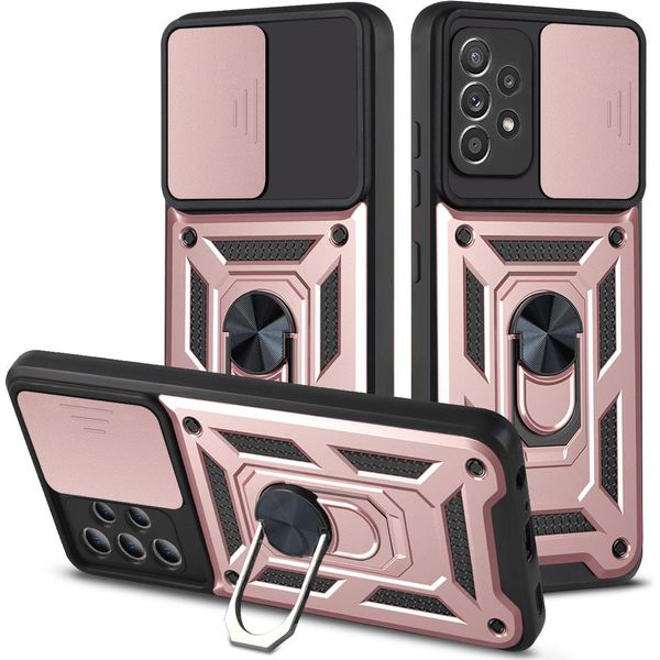 Galaxy A52 Custodia Con Anello Magnetico Girevole A 360° Supporto Per Fotocamera Scivolare Protezione Tpu Bumper Silicone Custodia Protettiva Per Samsung Galaxy A52 5G/4G Rosa-image