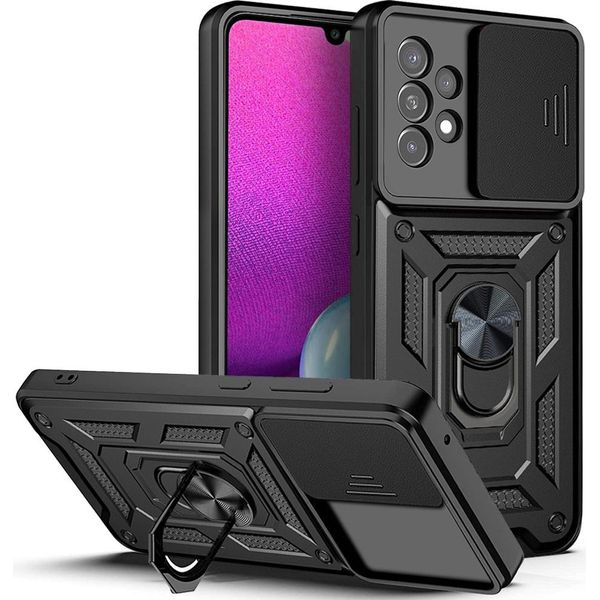 Galaxy A73 5G Custodia Con Anello, Supporto, Protezione Fotocamera, Paraurti In Tpu, Custodia In Silicone Per Samsung Galaxy A73 5G Nero-image