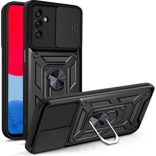 Galaxy A13 5G Custodia Con Anello Magnetico Girevole A 360° Supporto Per Fotocamera Scivolare Protezione Tpu Bumper Silicone Custodia Protettiva Per Samsung Galaxy A13 5G Nero-image