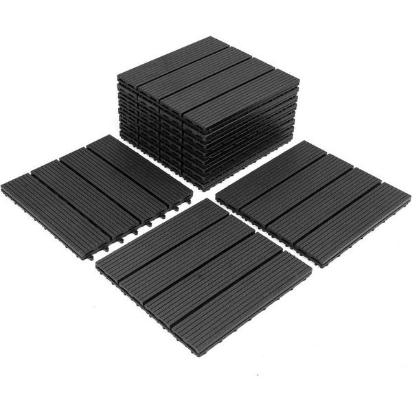 Tolletour Piastrelle Per Terrazze Wpc Piastrelle In Legno Plastica 44Er 4M² Set 30X30Cm, Grigio Antracite Giardino Piastrelle Click Pavimentazione Con Drenaggio Piastrelle Terrazza Balcone-image