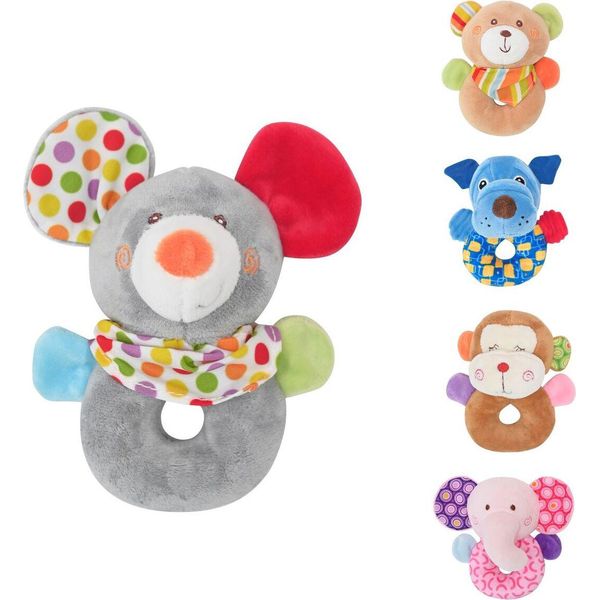 Lorelli Sonaglio Per Bambini Animali Di Peluche, Giocattolo Da Afferrare, Zone Fruscianti, Colori Vivaci Grigio-image