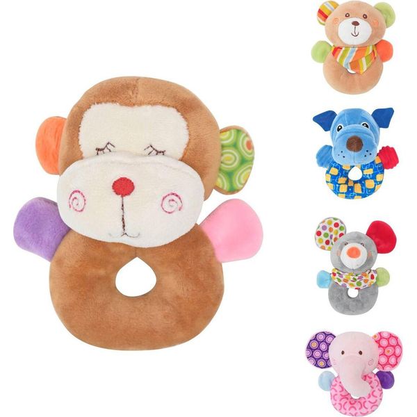 Lorelli Sonaglio Per Bambini, Animali Di Peluche, Giocattolo Da Afferrare, Zone Fruscianti, Colori Vivaci Marrone-image