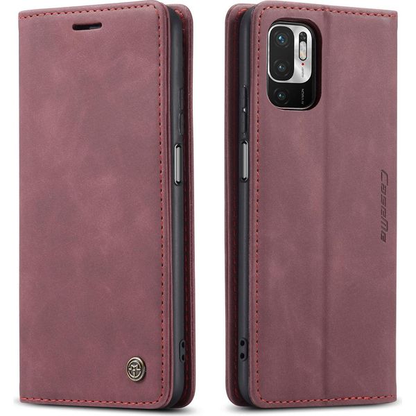Custodia Redmi Note 10 5G, Retro Custodia In Finto Cuoio Con Funzione Stand Per Xiaomi Redmi Note 10 5G Rosso-image
