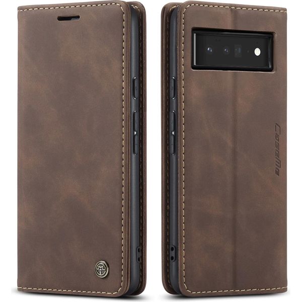 Google Pixel 6 Pro Case, Retro Custodia In Finto Cuoio Con Funzione Di Stand Custodia Protettiva Per Google Pixel 6 Pro Caffè-image