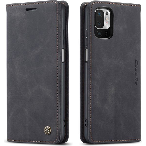 Xiaomi Poco M3 Pro 5G Custodia, Retro Custodia In Finto Cuoio Con Stand Cover Protettiva Per Xiaomi Poco M3 Pro 5G Nero-image