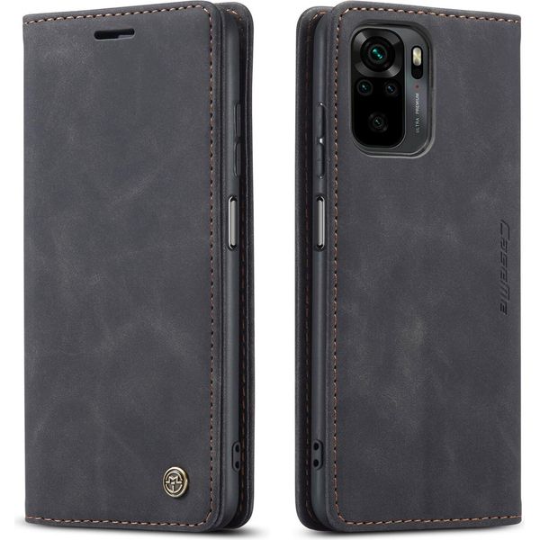 Custodia Redmi Note 10 4G, Retro Custodia In Finto Cuoio Con Funzione Stand Custodia Protettiva Per Xiaomi Redmi Note 10 4G / Note 10S Nero-image