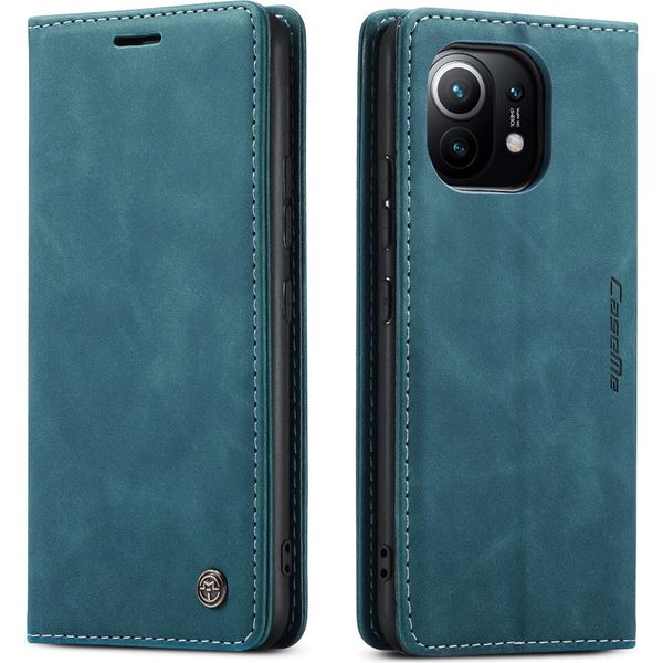 Xiaomi Mi 11 Case, Retro Custodia In Finto Cuoio Con Funzione Stand Custodia Protettiva Per Xiaomi Mi 11 Blu-image