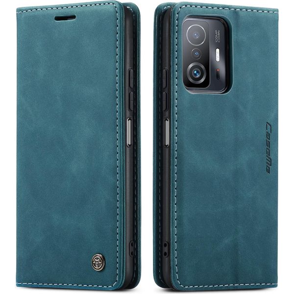 Xiaomi Mi 11T Case, Retro Custodia In Finto Cuoio Con Funzione Stand Custodia Protettiva Per Xiaomi Mi 11T / Mi 11T Pro Blu-image