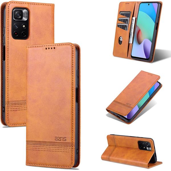 Custodia Redmi Note 11S, Portafoglio Con Chiusura Magnetica E Supporto, Custodia Flip In Pelle Per Xiaomi Redmi Note 11 4G / Note 11S Marrone-image
