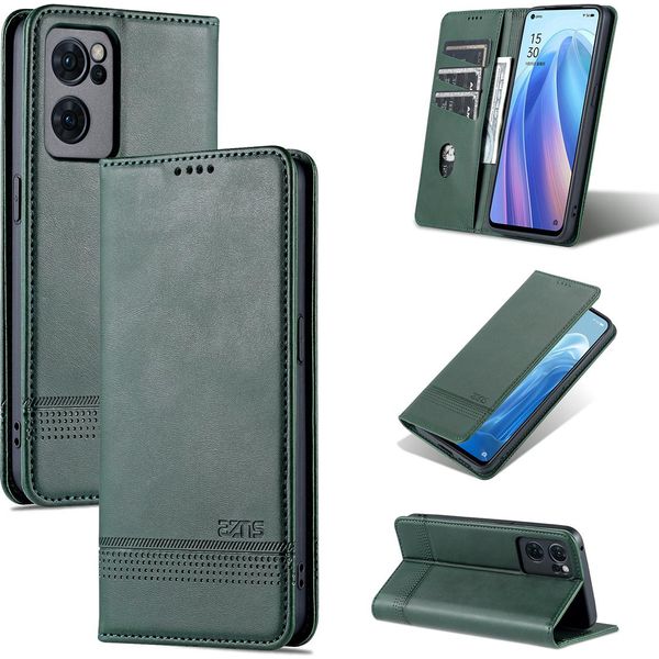 Oppo Reno7 5G Custodia In Pelle, Flip Cover Wallet Case Chiusura Magnetica Stand Custodia Protettiva Per Oppo Reno7 5G Verde-image