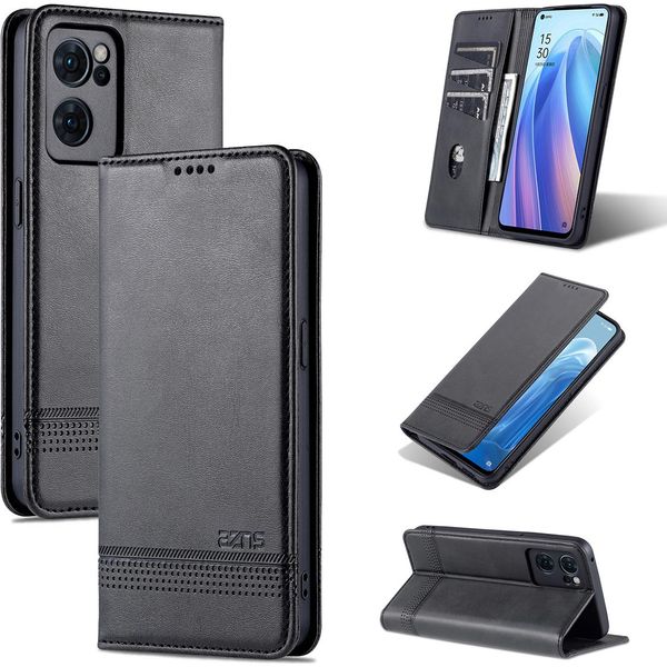 Oppo Reno7Se 5G Custodia In Pelle, Flip Cover Wallet Case Chiusura Magnetica Stand Custodia Protettiva Per Oppo Reno7Se 5G Nero-image