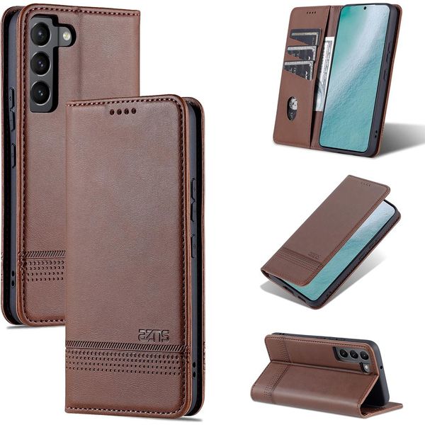 Custodia Galaxy S22 Plus 5G, Portafoglio Con Chiusura Magnetica E Supporto, Custodia Flip In Pelle Per Samsung Galaxy S22 Plus 5G Caffè-image