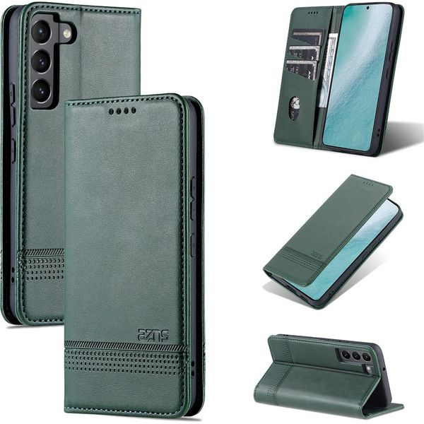 Custodia Galaxy S22 5G, Portafoglio Con Chiusura Magnetica E Supporto, Custodia In Pelle Flip Per Samsung Galaxy S22 5G Verde-image
