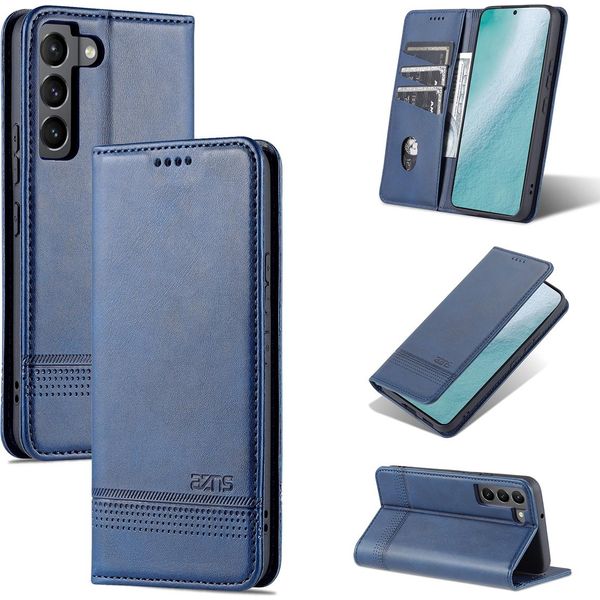 Galaxy S22 5G Custodia In Pelle, Flip Cover Wallet Case Chiusura Magnetica Stand Custodia Protettiva Per Samsung Galaxy S22 5G Blu-image