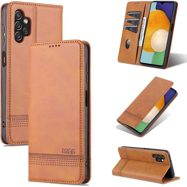Galaxy A13 4G Custodia In Pelle, Flip Cover Wallet Case Chiusura Magnetica Stand Custodia Protettiva Per Samsung Galaxy A13 4G Marrone-image