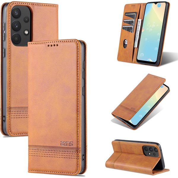 Custodia Galaxy A33 5G, Portafoglio Con Chiusura Magnetica E Supporto, Custodia Flip In Pelle Per Samsung Galaxy A33 5G Marrone-image