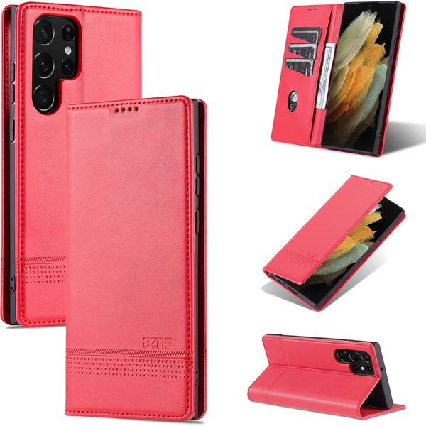 Galaxy S22 Ultra 5G Custodia In Pelle, Flip Cover Wallet Case Chiusura Magnetica Stand Custodia Protettiva Per Samsung Galaxy S22 Ultra 5G Rosa-image
