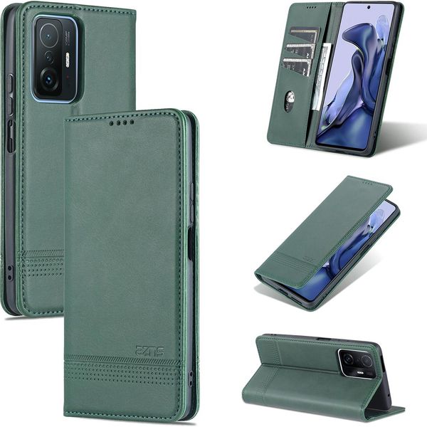 Xiaomi Mi 11T Case, Portafoglio Con Chiusura Magnetica E Stand, Custodia In Pelle Flip Per Xiaomi Mi 11T / Mi 11T Pro Verde-image
