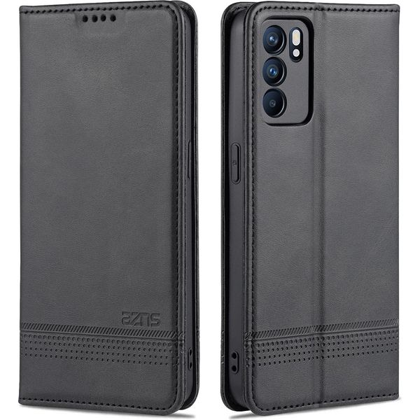Oppo Reno6 5G Custodia, Portafoglio Con Chiusura Magnetica E Stand, Custodia In Pelle Flip Per Oppo Reno6 5G Nero-image