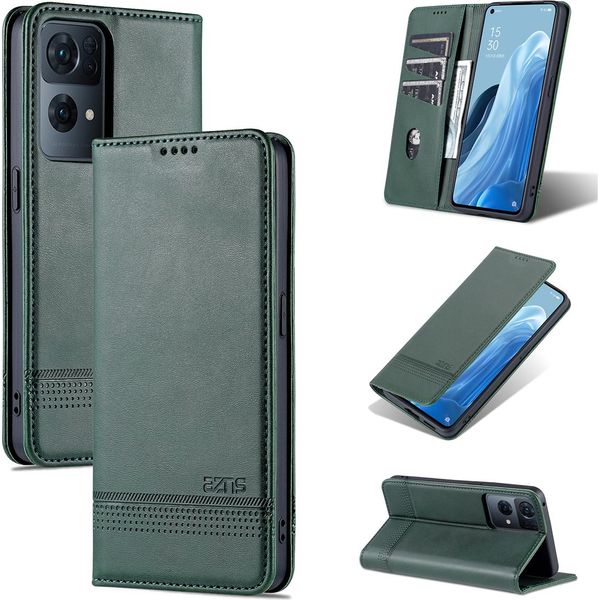 Custodia Oppo Reno7 Pro 5G, Portafoglio Con Chiusura Magnetica E Supporto, Custodia Flip In Pelle Per Oppo Reno7 Pro 5G Verde-image