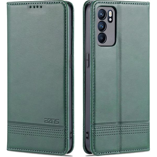 Custodia Oppo Reno6 5G, Portafoglio Con Chiusura Magnetica E Supporto, Custodia Flip In Pelle Per Oppo Reno6 5G Verde-image