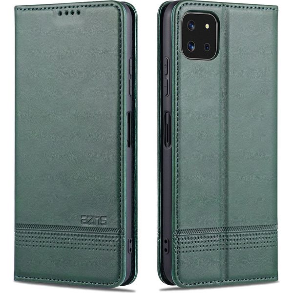 Galaxy A22 5G Custodia In Pelle, Flip Cover Wallet Case Chiusura Magnetica Stand Custodia Protettiva Per Samsung Galaxy A22 5G Verde-image