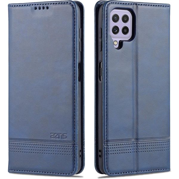 Galaxy A22 4G Custodia In Pelle, Flip Cover Wallet Case Chiusura Magnetica Stand Custodia Protettiva Per Samsung Galaxy A22 4G Blu-image