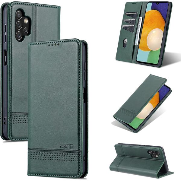Galaxy A13 4G Custodia In Pelle, Flip Cover Wallet Case Chiusura Magnetica Stand Custodia Protettiva Per Samsung Galaxy A13 4G Verde-image