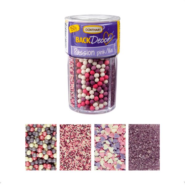 GüNthart Backdecor | Sprinkles Passion Mix | Spruzzi Di Zucchero | Spruzzi Di Decorazione Per Torte | Spruzzi Colorati | Perle Di Zucchero | Decorazione Di Zucchero Set Di 1 (150 Gr)-image