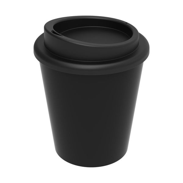 Tazza Da Caffè Riutilizzabile "Premium"" Piccola - Bicchiere Da 250 Ml In Plastica A Doppia Parete Con Coperchio Sicuro A Vite - Germany - Nero"-image