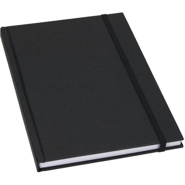 Taccuino "Note"" A5 - Robusto Taccuino Con Elastico E Tasca Portacarte - Diario Per Materiale D'ufficio E Appunti Personali - Nero"-image