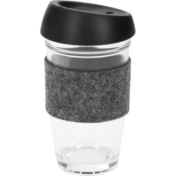 Tazza Da Caffè In Vetro "Cristallo"" Termo Mug Togo - Tazzina Da Caffè Con Custodia In Feltro E Coperchio - Tazza Da Viaggio Da 500 Ml Per Caffè E Bevande Calde - Trasparente"-image