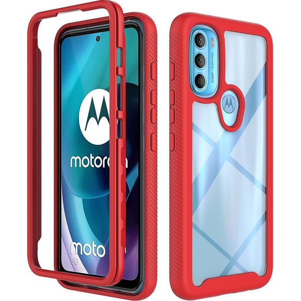 Moto G71 5G Case, Hybrid Transparent Back Cover, Rugged Tpu Bumper, Custodia Antiurto Per Motorola Moto G71 5G Red-image