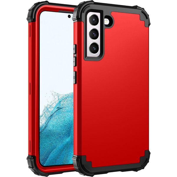 Custodia Per Samsung Galaxy S23 Hybrid 3In1 Pc E Tpu Antiurto, Custodia Resistente Rossa-image