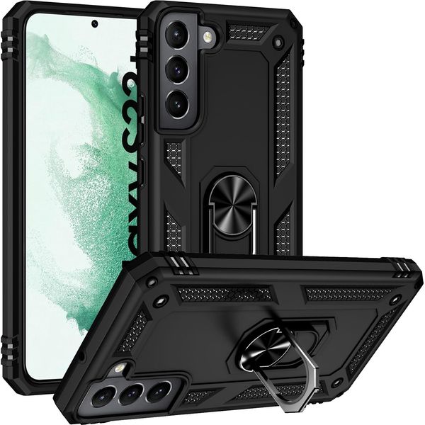 Custodia Per Samsung Galaxy S22 Plus 5G A Doppio Strato Robusta, Protezione Militare Con Supporto Ad Anello E Supporto Nero-image