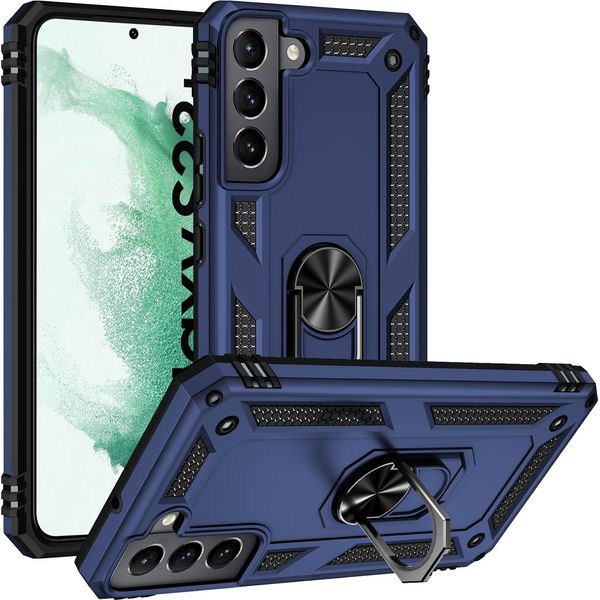 Custodia Per Samsung Galaxy S22 Plus 5G A Doppio Strato Robusta, Protezione Militare Con Supporto Ad Anello E Supporto Blu-image