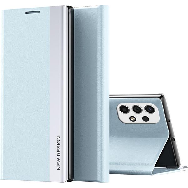 Custodia Galaxy A23 4G, Custodia Flip Stand Magnetica In Finto Cuoio Per Samsung Galaxy A23 4G Blu-image