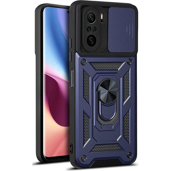 Custodia Redmi K40 Con Anello, Supporto, Protezione Fotocamera, Paraurti In Tpu, Custodia In Silicone Per Xiaomi Redmi K40 / K40 Pro Blu-image