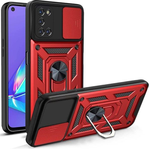 Oppo A52 / A72 / A92 4G Custodia Con Anello, Supporto, Protezione Fotocamera, Paraurti In Tpu, Custodia In Silicone Per Oppo A52 / A72 / A92 4G Rosso-image