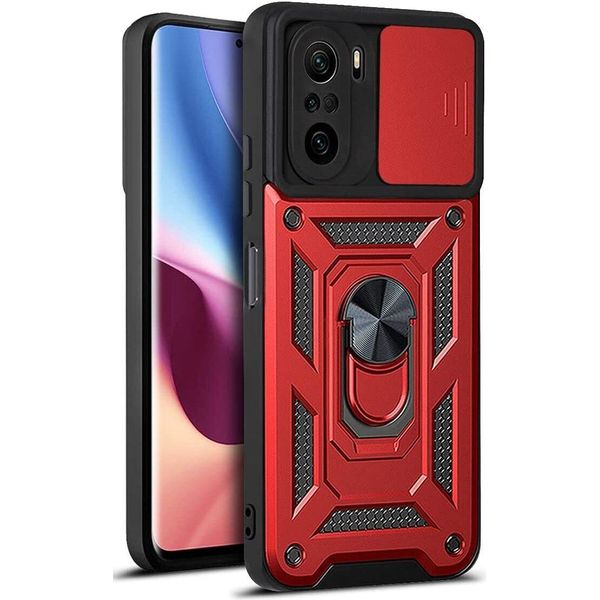 Custodia Redmi K40 Con Anello, Supporto, Protezione Fotocamera, Paraurti In Tpu, Custodia In Silicone Per Xiaomi Redmi K40 / K40 Pro Rosso-image