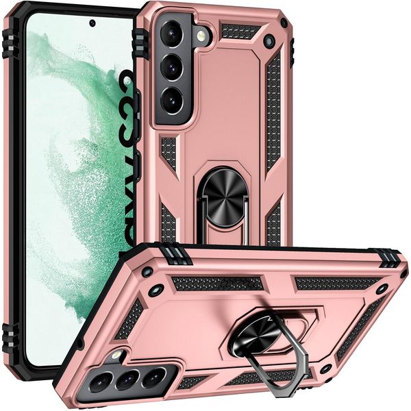 Custodia Per Samsung Galaxy S22 5G A Doppio Strato Robusta, Protezione Militare Con Supporto Ad Anello E Supporto Oro-image