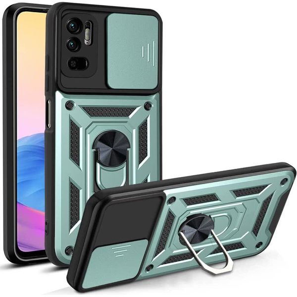Xiaomi Poco M3 Pro 5G Custodia Con Anello, Supporto, Protezione Fotocamera, Paraurti In Tpu, Custodia In Silicone Per Xiaomi Poco M3 Pro 5G Verde-image