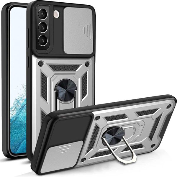 Galaxy S22 5G Custodia Con Anello, Supporto, Protezione Fotocamera, Paraurti In Tpu, Custodia In Silicone Per Samsung Galaxy S22 5G Argento-image