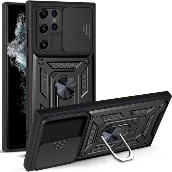 Galaxy S22 Ultra 5G Custodia Con Anello, Supporto, Protezione Fotocamera, Paraurti In Tpu, Custodia In Silicone Per Samsung Galaxy S22 Ultra 5G Nero-image