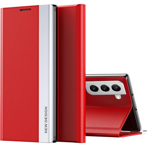 Custodia Galaxy S22 Plus 5G, Custodia Magnetica In Finto Cuoio Con Funzione Stand Per Samsung Galaxy S22 Plus 5G Rosso-image