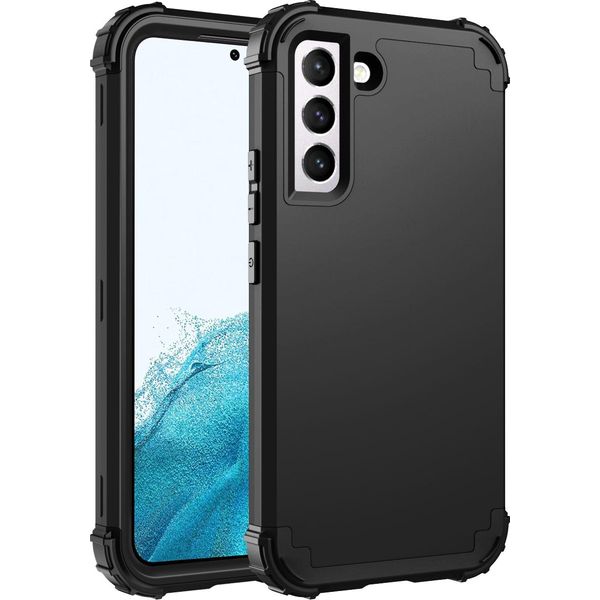 Custodia Per Samsung Galaxy S22 5G Hybrid 3In1 Pc E Tpu Antiurto, Custodia Resistente Nera-image